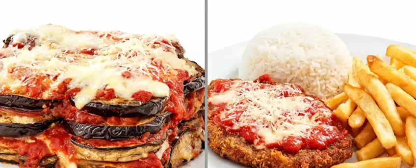 Parmigiana italiana e Parmegiana brasileira